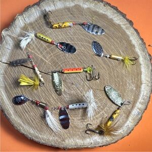 Vintage (1) Rooster Tail Spinner, Plus 7 Other Spinner Fishing Lures All Vintage